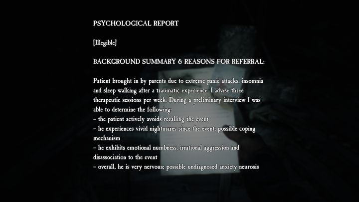Dieser Gegenstand befindet sich in Camp B - Notizen von Psychiatern in Blair Witch - Secrets - Blair Witch Guide