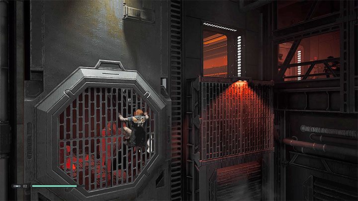 Gehen Sie zur Wand und springen Sie zu den Gitterstäben in den Käfigen, in denen Wookiees aufbewahrt werden - Kapitel 3 Kashyyyk | Walkthrough zum Gefallenen Orden - Hauptgeschichte - Star Wars Jedi-Handbuch zum Gefallenen Orden