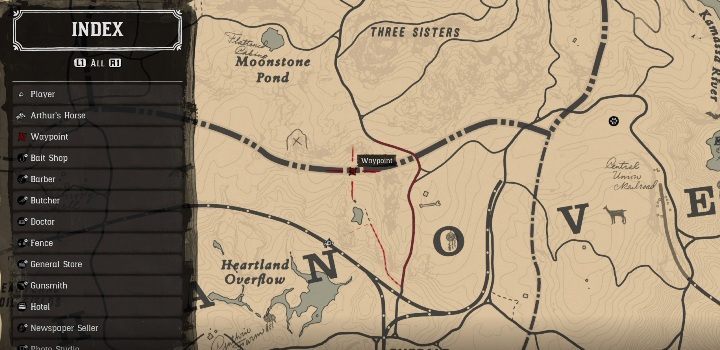 Der Schatz befindet sich in einem Baumstamm in der Nähe von Heartland Overflow - Chicks Treasure - Schatzkarten in Red Dead Redemption 2 - Schatzkarten - Red Dead Redemption 2 Guide