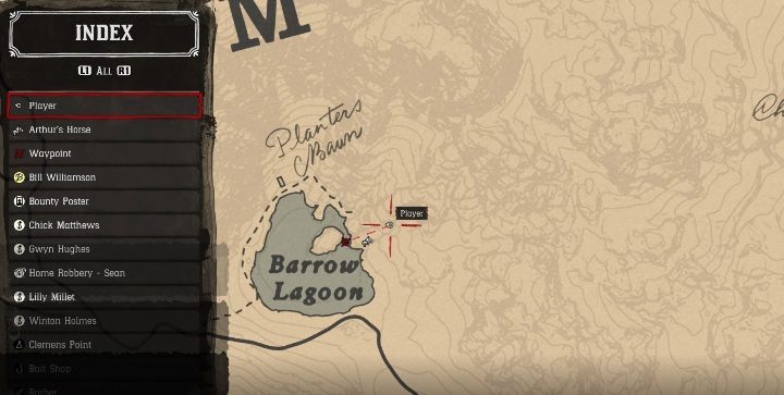 Die zweite Karte führt Sie zur Barrow Lagoon, über Grizzlies West - High Stakes - Schatzkarten in Red Dead Redemption 2 - Schatzkarten - Red Dead Redemption 2 Guide