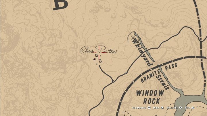 Das Chez Porter Homestead befindet sich in der Nähe von Window Rock im südlichen Teil von Ambarino - Homestead Stashes - Schatzkarten in Red Dead Redemption 2 - Schatzkarten - Red Dead Redemption 2 Guide