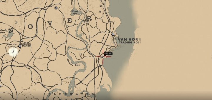 Das Van Horn Mansion Gehöft befindet sich nördlich von Van Horn - Homestead Stashes - Schatzkarten in Red Dead Redemption 2 - Schatzkarten - Red Dead Redemption 2 Guide