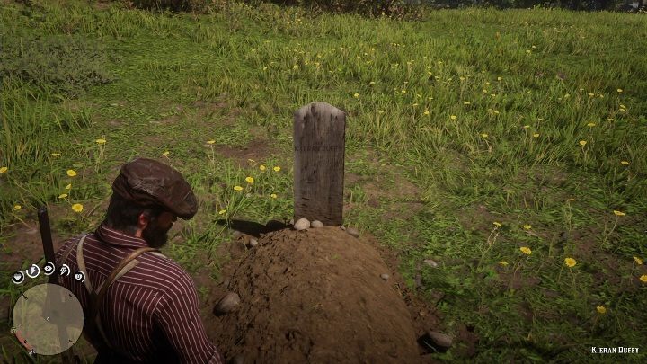 Das Grab ist im Gras, auf einem offenen Feld - Graves in Red Dead Redemption 2 - Geheimnisse und Sammlerstücke - Red Dead Redemption 2 Guide