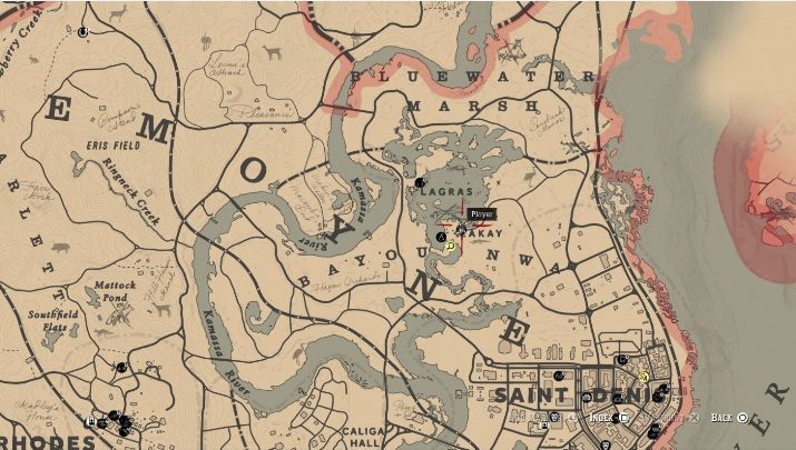 Dieser Gegenstand befindet sich in der Nähe von Lakay, nördlich von Saint Denis - Einzigartige Gegenstände Red Dead Redemption 2 - Geheimnisse und Sammlerstücke - Red Dead Redemption 2 Guide