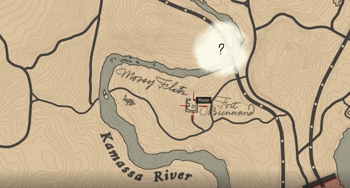 Dieser Gegenstand befindet sich westlich von Van Horn am östlichen Ufer des Kamassa-Flusses. - Einzigartige Gegenstände Red Dead Redemption 2 - Geheimnisse und Sammlerstücke - Red Dead Redemption 2-Leitfaden