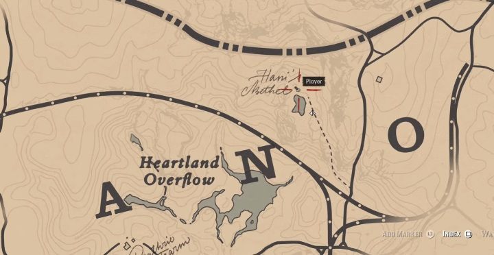 In der Nähe von Heartland Overflow gibt es einen kleinen See und eine kleine Hütte darüber - Beste Ostereier in RDR2 - Geheimnisse und Sammlerstücke - Red Dead Redemption 2 Guide