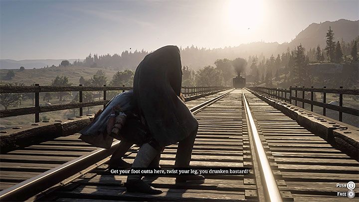 Gehen Sie zur Eisenbahnbrücke, auf der Reverend Swanson wohnt - Wer ist nicht ohne Sünde? - Walkthrough zu Red Dead Redemption 2 - Kapitel 2 - Hufeisenblick - Leitfaden zu Red Dead Redemption 2