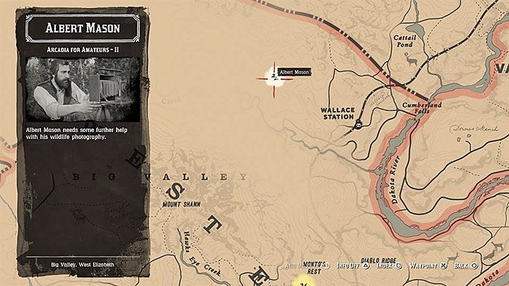 Die Gelegenheit für das nächste Treffen bietet sich auch im Wald, weit nördlich von Strawberry und nordwestlich des Bahnhofs Wallace Station - Arcadia for Amateurs | Nebenaufgaben in RDR2 - Nebenaufgaben - Red Dead Redemption 2 Guide