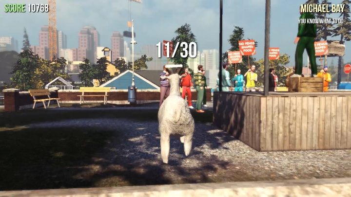 Sie finden dieses Sammlerstück direkt hinter der Szene, wo die Einwohner der Stadt protestieren - Ziegenstatuen in Goat Simulator - Basics - Goat Simulator Guide