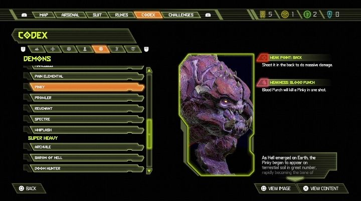 Dieser Feind hat eine stark gepanzerte Front, aber einen extrem verletzlichen Rücken - Doom Eternal: Bestiary - Basics - Doom Eternal Guide