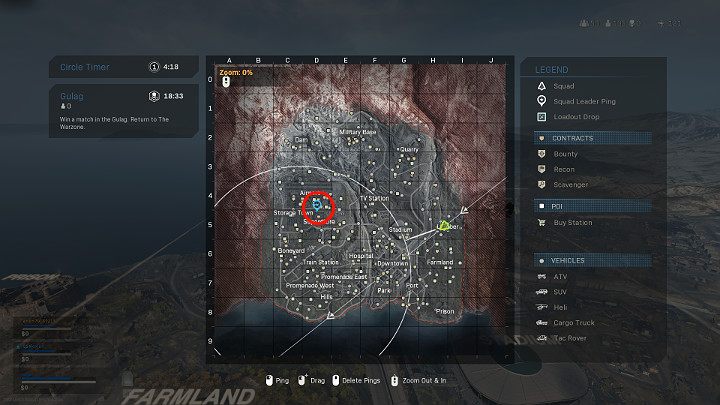 Im Bild oben sehen Sie eine blaue Markierung - ein Spieler hat den vorgeschlagenen Landeplatz markiert - Warzone: Verlauf des Spiels - Grundlagen - Warzone Guide