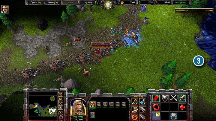 Das Zerstören einer Getreidekarawane ist eine optionale Aufgabe. Wenn Sie Ihrem Feind jedoch erlauben, eine neue Basis einzurichten, werden Angriffe von Untoten auf Ihre Basis häufiger. - Marsch der Geißel | Warcraft III Reforged Walkthrough - Human Campaign - Warcraft III Reforged Guide