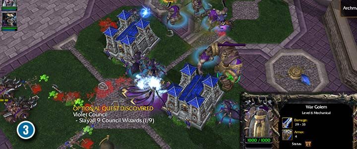 Innerhalb des Dalaran gibt es mehrere Stützpunkte von Menschen, in denen feindliche Einheiten ausgebildet werden. - Die Belagerung von Dalaran | Warcraft III Reforged Walkthrough - Kampagne für Untote - Warcraft III Reforged Guide