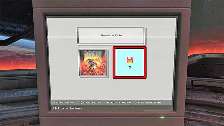 Dieses Mal müssen Sie Datei 2 auswählen - ein Quadrat rechts mit einem Fragezeichen und einem Diskettensymbol - Doom Eternal: Classic Doom 1 und Doom 2 - wie kann ich spielen? - Kampagne - Doom Eternal Guide