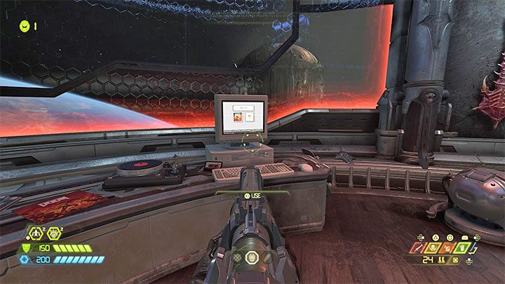 Der alte PC läuft auf einem der Tische - Doom Eternal: Ein PC in der Festung des Schicksals - warum ist er dort? - Kampagne - Doom Eternal Guide