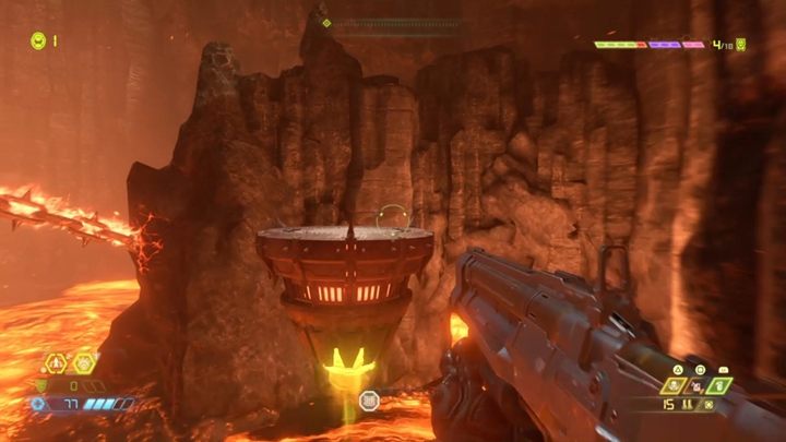 Springe am Ende der Höhle zu den Plattformen unten - Doom Eternal: Exultia-Komplettlösung - Level-Komplettlösung - Doom Eternal Guide