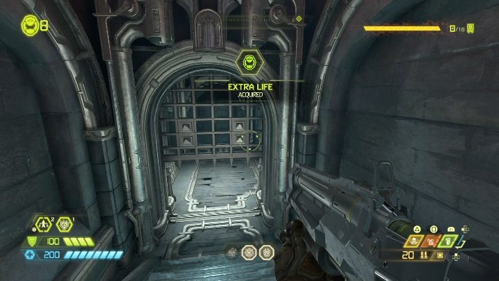 Sie finden zusätzliches Leben in der obersten Etage des Tempels, direkt neben dem Durchgang - Doom Eternal: Sentinel Prime Geheimnisse Karten und Ort - Sammlerstücke und Geheimnisse - Doom Eternal Guide