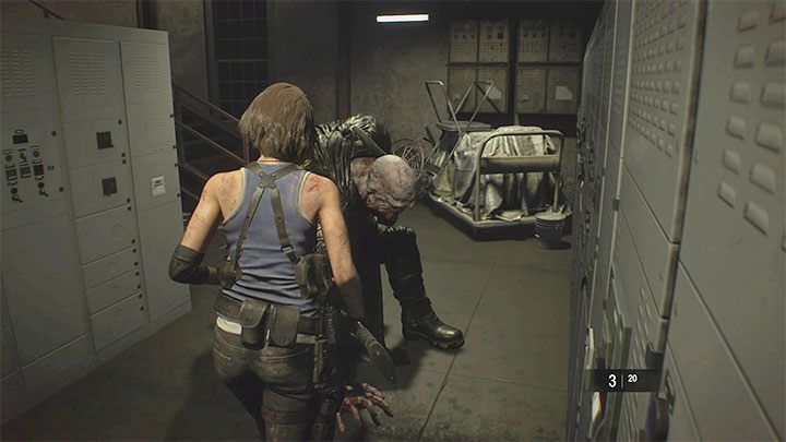 Diese Frage gilt nur für Situationen, in denen Nemesis während der freien Erkundung angetroffen wird - Resident Evil 3: Nemesis - der Hauptboss, Feind - Grundlagen - Resident Evil 3 Guide
