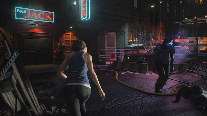 Nachdem Jill die Gasse verlassen hat, trifft sie Brad und sie beginnen gemeinsam ihre Flucht durch die Stadt - Resident Evil 3: Jills Wohnung und Flucht - Walkthrough - Story - Resident Evil 3 Guide