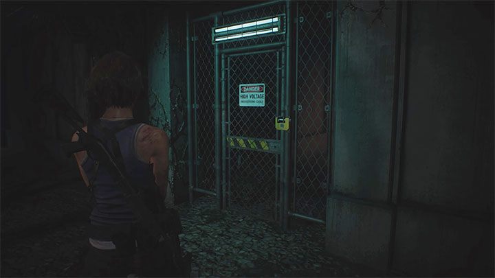 Erreichen Sie das auf dem Bild gezeigte Tor - es führt zu einem Bereich mit vier Unterbrechern - Resident Evil 3: Walkthrough für Unterstationen - Walkthrough für Storys - Resident Evil 3-Leitfaden