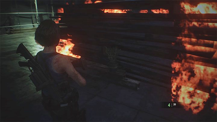 Nemesis benutzt in diesem Kampf einen Flammenwerfer - Resident Evil 3: Walkthrough zur Abbruchstelle - Walkthrough zur Geschichte - Resident Evil 3 Guide