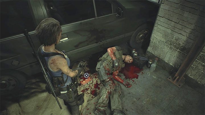 Das Trainingsprotokoll befindet sich in dem größeren Raum der Garage, in dem Nicholai einen verwundeten Soldaten erschießen wird - Resident Evil 3: Geheimnisse der Innenstadt, Sammlerstücke - Sammlerstücke und Geheimnisse - Resident Evil 3 Guide