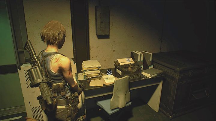 Die Notiz befindet sich im Büro, dem ersten Raum, der nach Erreichen des unterirdischen Bunkers besucht wurde - Resident Evil 3: Geheimnisse, Sammlerstücke - Sammlerstücke und Geheimnisse - Resident Evil 3 Guide