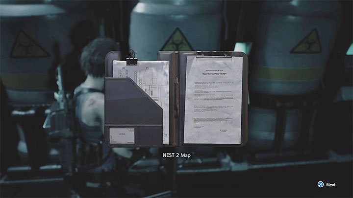Sie erhalten die Karte automatisch, nachdem Sie das oben beschriebene Dokument (das im Speicher) - Resident Evil 3: NEST 2-Geheimnisse, Sammlerstücke - Sammlerstücke und Geheimnisse - Resident Evil 3-Handbuch genommen haben