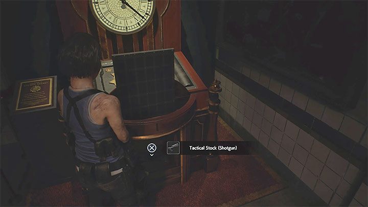 Kehre zur Uhr zurück und füge das Blue Jewel - Resident Evil 3: Clock Tower-Gedenkpuzzle - Puzzle Solutions - Resident Evil 3-Handbuch ein