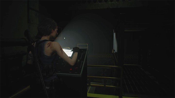 Sie müssen das im Bild gezeigte Aufzugsbedienfeld erreichen - Warehouse-Puzzle - Puzzle-Lösungen - Resident Evil 3-Handbuch