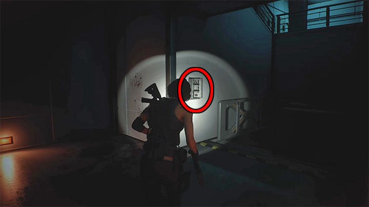 Laufen Sie in Richtung Aufzug - die Box befindet sich links davon - Warehouse-Puzzle - Puzzle Solutions - Resident Evil 3 Guide