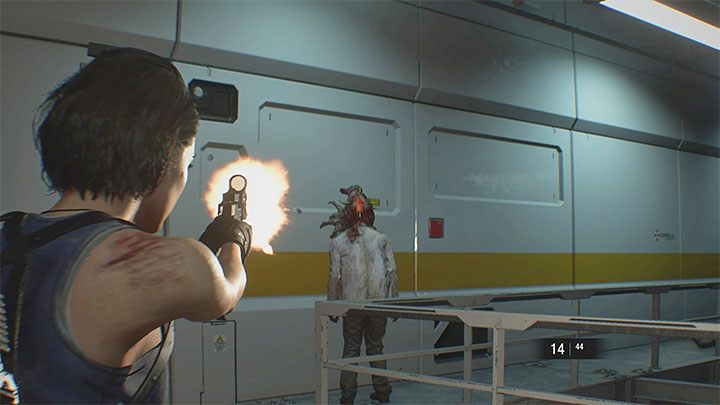 Zombies mit Parasiten am Kopf können in späteren Phasen des Spiels angetroffen werden - Resident Evil 3: Starttipps - Grundlagen - Resident Evil 3-Leitfaden