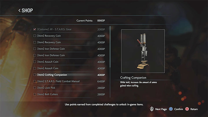 Nachdem Sie das Spiel zum ersten Mal abgeschlossen haben, können Sie Cheats im eingebauten Store kaufen - Resident Evil 3: Crafting - Grundlagen - Resident Evil 3 Guide
