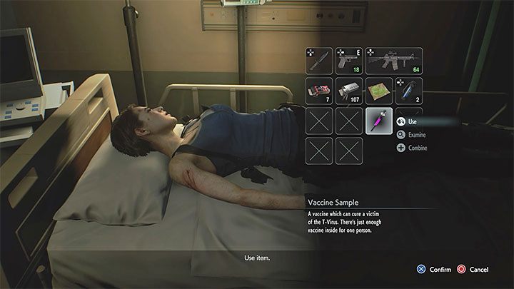 Gehen Sie zurück zum provisorischen Krankenzimmer, wo Jill bewusstlos ist - Resident Evil 3: Krankenhaus - Carlos-Komplettlösung - Story-Komplettlösung - Resident Evil 3-Anleitung