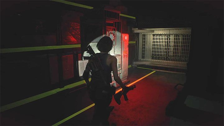 Rüste nach dem Abstieg die Leiter mit Hochleistungswaffen aus, während Jill von einem Jäger angegriffen wird - Resident Evil 3: Walkthrough für unterirdische Lagerung - Walkthrough für Geschichten - Resident Evil 3-Leitfaden