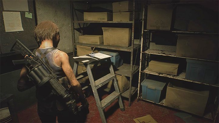 Die Notiz liegt auf einer kleinen Leiter im südlichen Büro der Kanalisation - Resident Evil 3: Geheimnisse der Kanalisation, Sammlerstücke - Sammlerstücke und Geheimnisse - Resident Evil 3 Guide