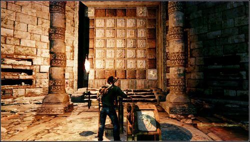 Während des Durchspielens des Kapitels stoßen Sie auf eine Wand mit Symbolen - Uncharted 3: Rätsel in Kapitel 6 - wie lösen? - FAQ - Uncharted 3 Drakes Deception Guide