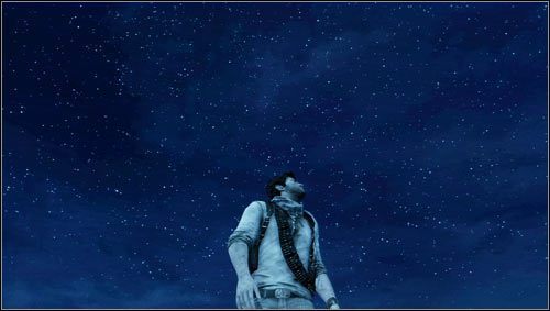 Wenn die Nacht hereinbricht, schauen Sie sich die Sterne an [1] und versuchen Sie herauszufinden, welchen Weg Sie als nächstes gehen sollen - Uncharted 3: Kapitel 18 - Die Wal al Khali-Komplettlösung - Walkthrough - Uncharted 3 Drakes Deception Guide
