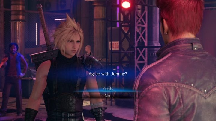 Wenn Sie zu Johnny kommen, sprechen Sie mit ihm und wählen Sie dann die Optionen aus, um dem Mann zuzustimmen - Final Fantasy 7-Remake: Vagabond Johnny-Entdeckung, Komplettlösung - Entdeckungen - Final Fantasy 7-Remake-Handbuch