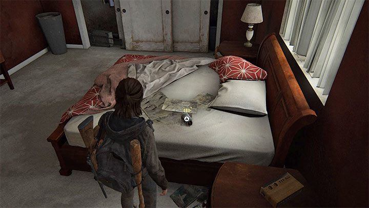 Die erste Fallenmine befindet sich auf einem Bett im Schlafzimmer in der Wohnung - The Last of Us 2: Crafting - Liste der Gegenstände - Charakterentwicklung und Ausrüstungs-Upgrades - The Last of Us 2 Guide