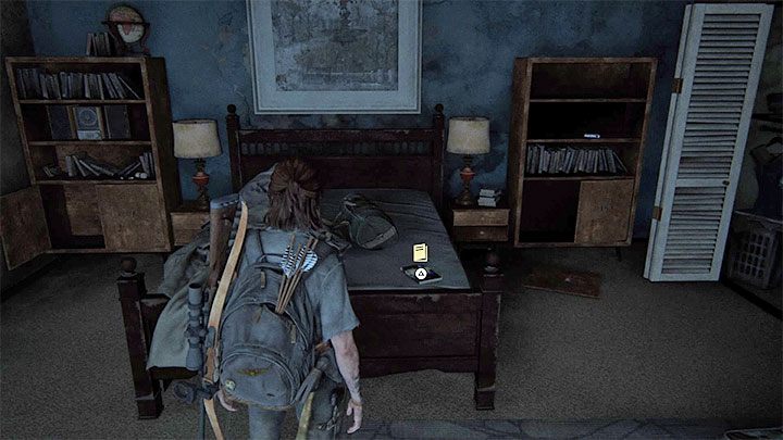 Das Handbuch liegt auf dem Bett im Schlafzimmer - The Last of Us 2: Trainingshandbücher, passive Fähigkeiten - Charakterentwicklung und Ausrüstungs-Upgrades - The Last of Us 2 Guide