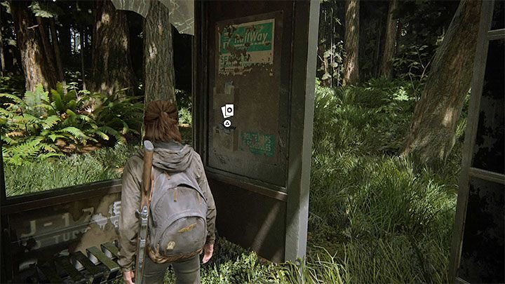 Überprüfen Sie die Bushaltestelle, um das Geheimnis zu finden - The Last of Us 2: The Gate - Sammlerstücke, Artefakte, Münzen - Seattle Tag 1 - Ellie - The Last of Us 2 Guide