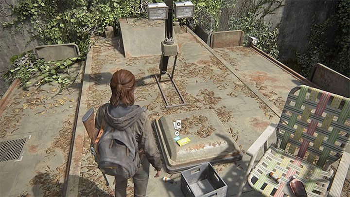 Die Sammelkarte befindet sich auf dem Dach neben der Sonnenbank - The Last of Us 2: The Gate - Sammlerstücke, Artefakte, Münzen - Seattle Tag 1 - Ellie - The Last of Us 2 Guide