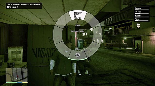 Waffenauswahlrad - GTA 5: Rücknahme - Besichtigung der Mission - Hauptmissionen - GTA 5-Leitfaden