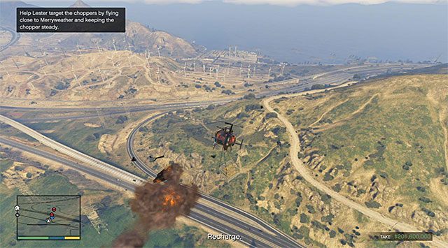 Vermeiden Sie gewalttätige Wendungen, damit Lester mühelos auf die anderen Hubschrauber zielen kann - GTA 5: The Big Score 2, die offensichtliche Variante - Mission Walkthrough - Hauptmissionen - GTA 5 Guide