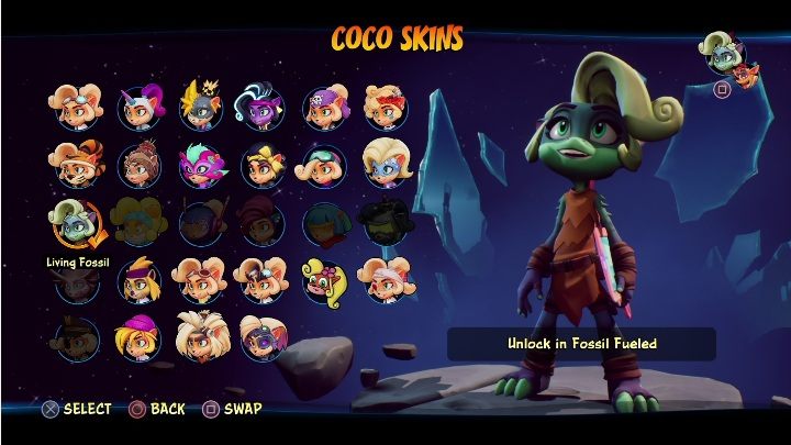 So entsperren Sie: Erhalten Sie 8 Diamanten in Fossil Fueled - Crash 4: Coco Skins - Liste, wie entsperren Sie? - Heroes Skins - Crash 4 Guide, Komplettlösung