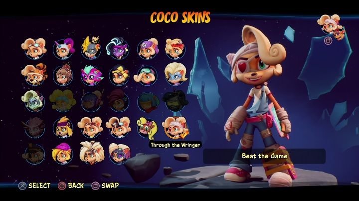So entsperren Sie: Beenden Sie das Spiel - Crash 4: Coco Skins - Liste, wie entsperren Sie? - Heroes Skins - Crash 4 Guide, Komplettlösung