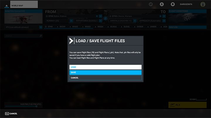 Im Weltkartenmodus können Sie ein Flugzeug für einen bestimmten Flug auswählen - Microsoft Flight Simulator: Spielmodi - Grundlagen - Microsoft Flight Simulator 2020-Handbuch