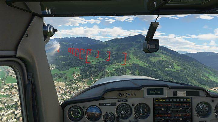 2 - Die Farbe des roten Tors bedeutet, dass Sie zu niedrig, zu hoch oder zu schnell fliegen. - Microsoft Flight Simulator: Landung - Flugschule - Microsoft Flight Simulator 2020-Handbuch