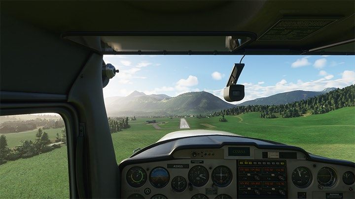 3 - Reduzieren Sie kurz vor der Fahrspur die Motorleistung (Leerlauf) - Microsoft Flight Simulator: Landung - Flugschule - Microsoft Flight Simulator 2020-Handbuch